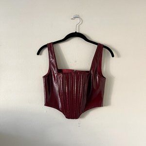 NICHOLAS Pia Faux Leather Crop Top